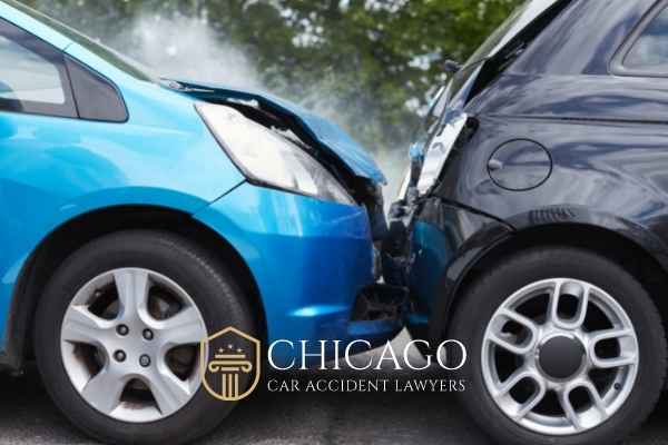 Dos coches chocados en un accidente en Joliet Illinois